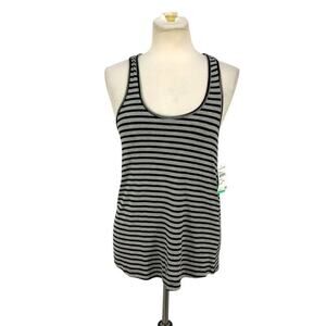 Honeydew Intimates Gray Stripe Lace Back Pajama Top Size Medium NWT